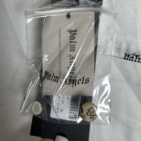 Palm Angels Sartorial Tape Cotton Polo Shirt white mens size Medium New with tag - Picture 12 of 15